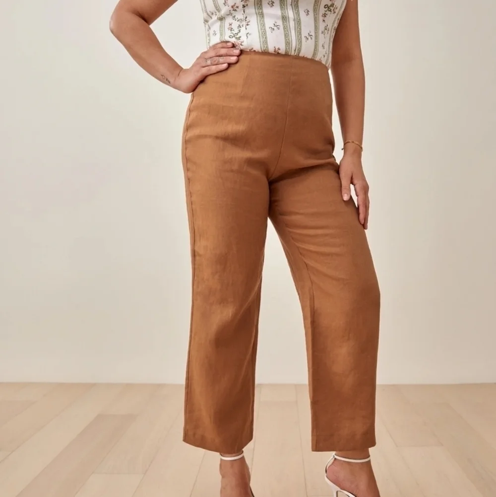 Reformation Justin Linen Pant in Barley size 2 NWT